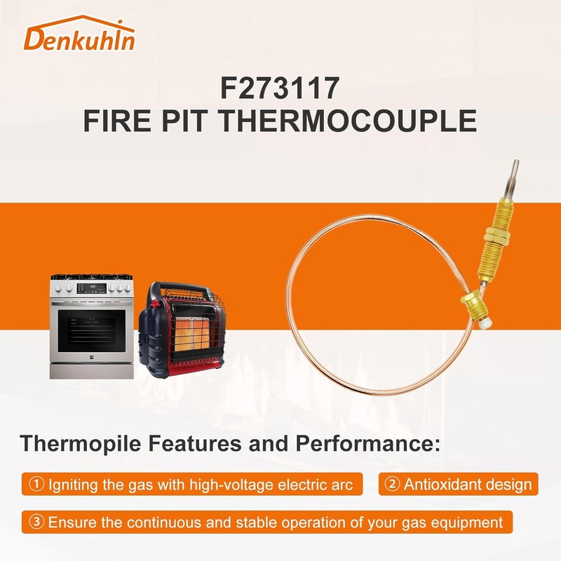 Denkuhin Fire Pit Thermocouple F273117 Fit for Mr-Heater MH12C, MH12T, MH12CS, MH12TS, MH24T, MH24TS, MH42T, Replace F273100, F273105, F273200, F273300, F273305, F273600 (2/Pack) - Image 5